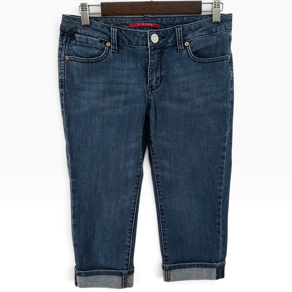 Vigoss Womens C1743J Dark Wash Blue Denim Capri Size 5